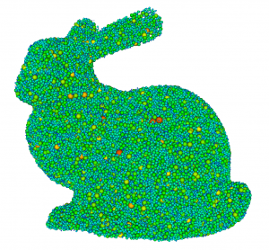 Dense sphere packing algorithms used for complex shapes - Stanford Bunny here